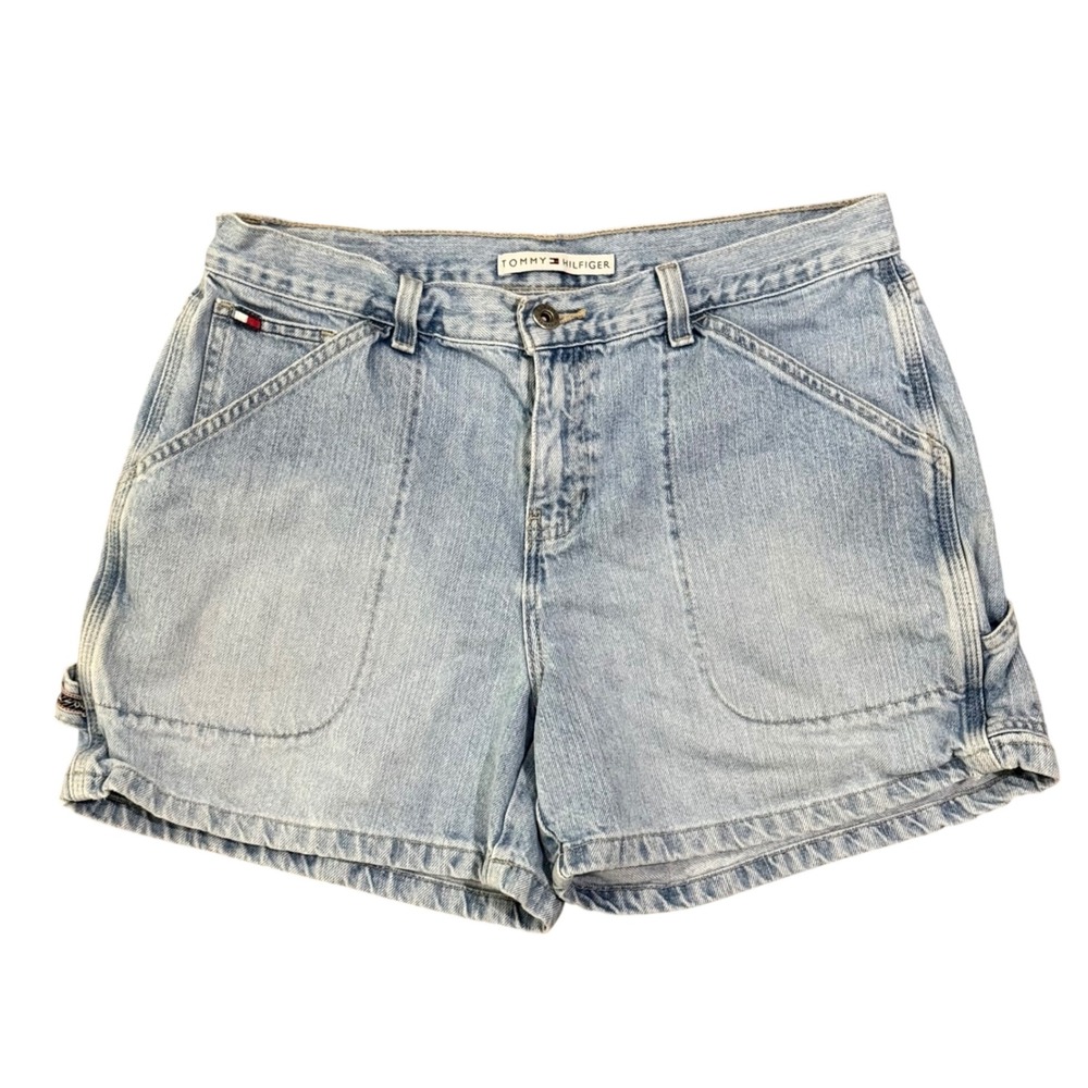 Vintage Tommy Hilfiger Denim Carpenter Shorts Light Wash Utility Jean Shorts 10